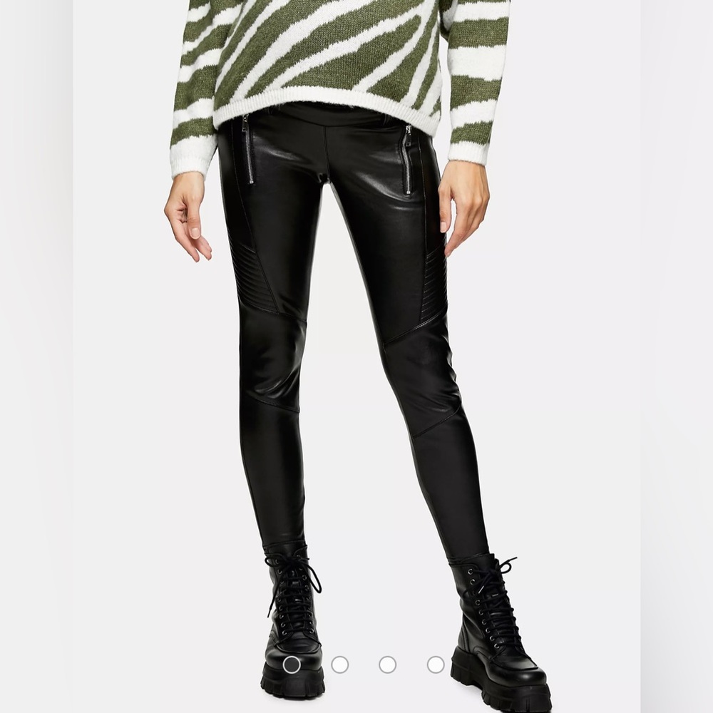 NWOT Topshop Maternity faux leather moto leggings size 14 pants pregnant